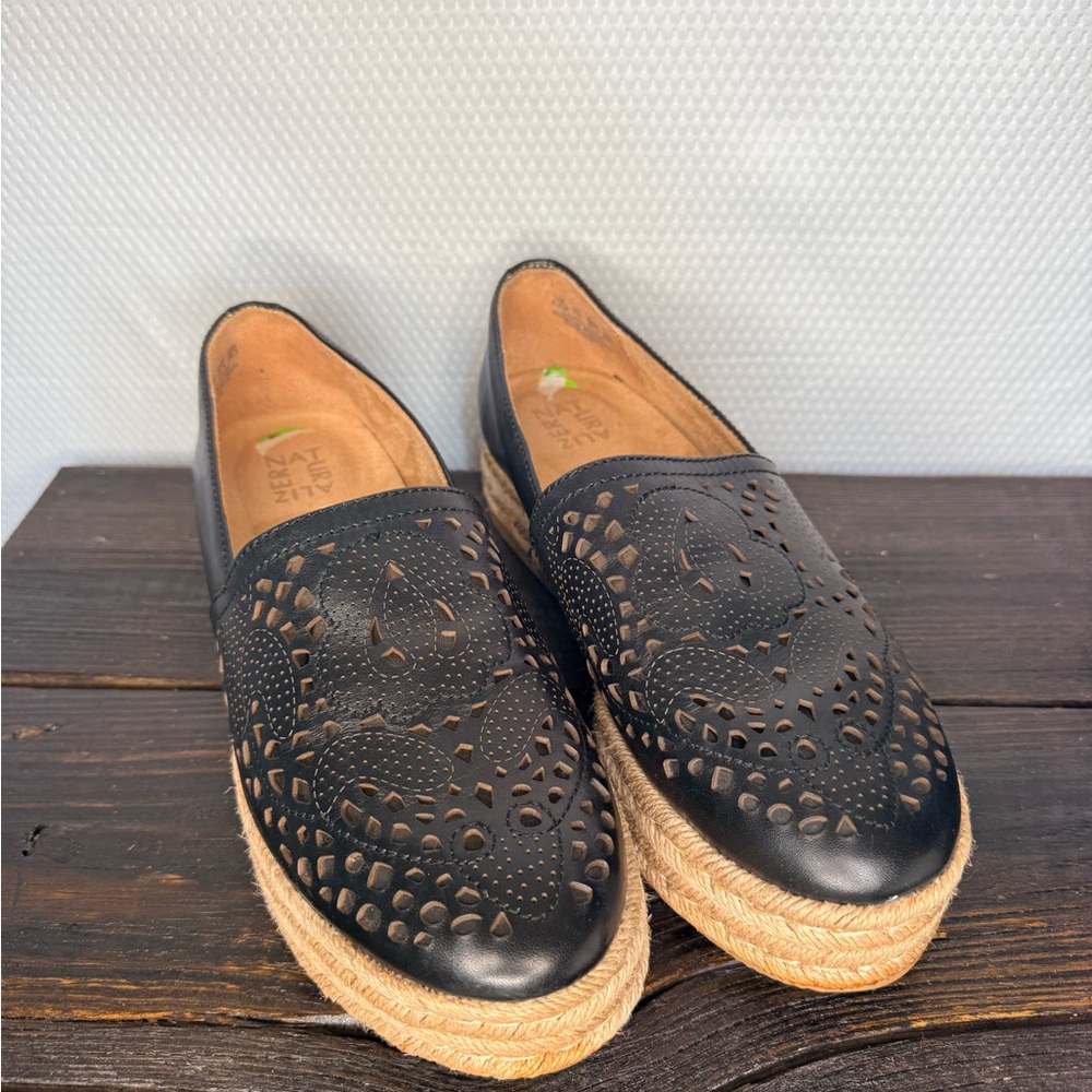 Naturalizer Thea Black Espadrille Loafers with Cutout Design
